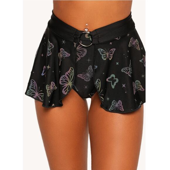 iHeartRaves Women's Black Lucid Flight Rainbow Reflective Skirt Size M - Picture 10 of 11